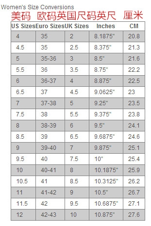 ninewest官網鞋子選購小知識尺碼對照表