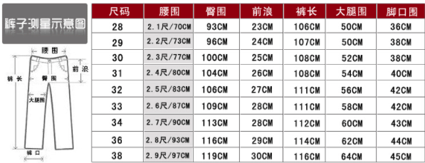 levis裤子尺码怎么看levis裤子尺码对照表