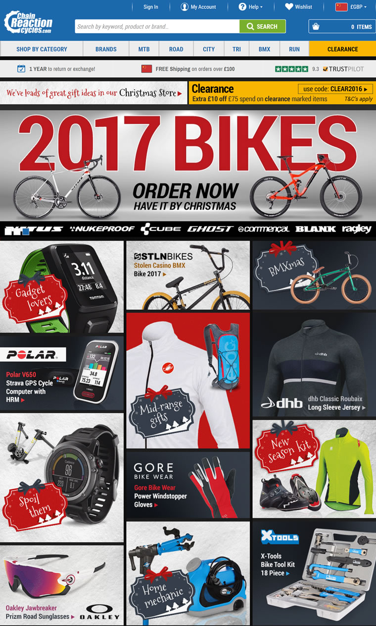 全球最大的网上自行车商店：Chain Reaction Cycles_欧洲购物网站_折扣快报_返券网