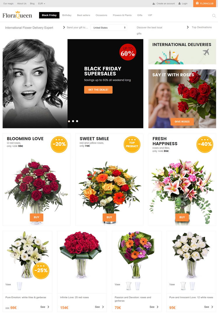 国际鲜花速递专家：Floraqueen_北美洲购物网站_折扣快报_返券网